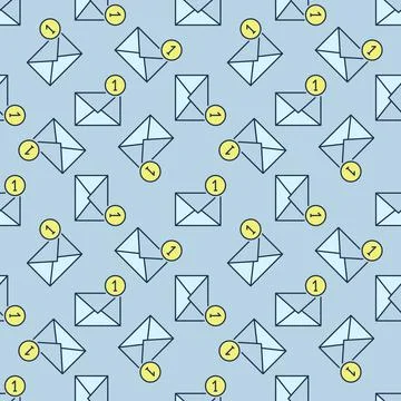 1 Number in Circle and Envelope vector colored seamless pattern 스톡 일러스트