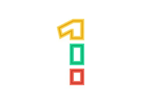 1 number logo, vector outline stroke font. Slice, cut design with red, green, Stock Illustration