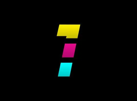 1 number vector desing, Cmyk color font logo, . Dynamic split blue, pink, yel Stock Illustration