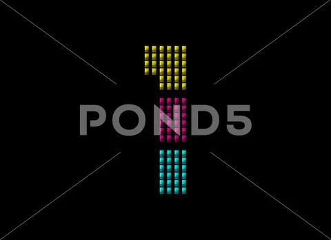 1 number vector desing, cmyk color font logo. Dynamic split pink ...