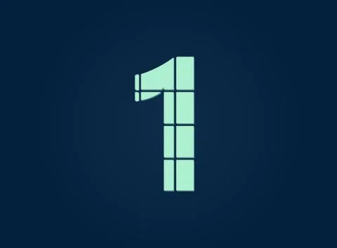 1 number, vector desing font.  Made of knife cut. For logo, brand label, desi Illustrazione stock