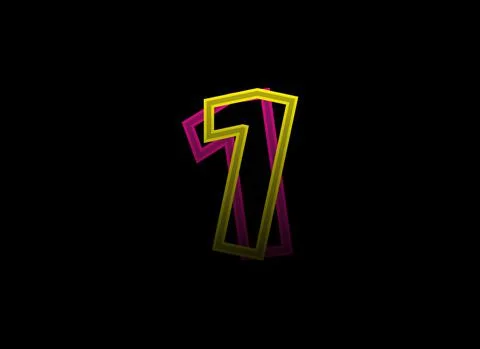 1 number vector desing, shadow font logo. Dynamic split pink, yellow color on Stock Illustration