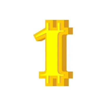 1 numeral bitcoin font. One numeric Crypto currency alphabet. Lettering virtu Stock Illustration