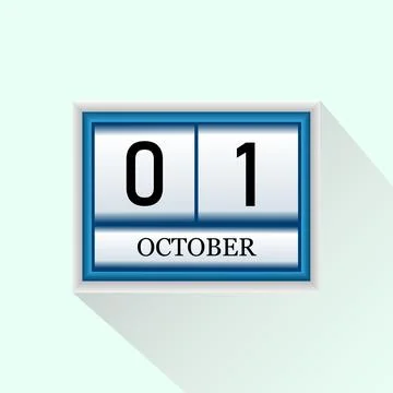 1 october Vector flat daily calendar icon. Stock Illustration