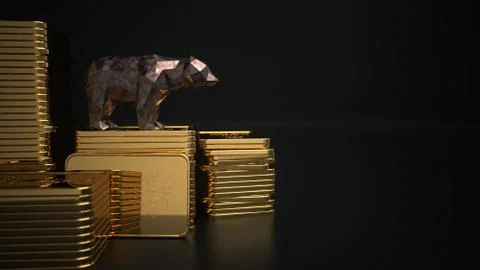 1 Oz Gold Bars Bear Ilustración de archivo