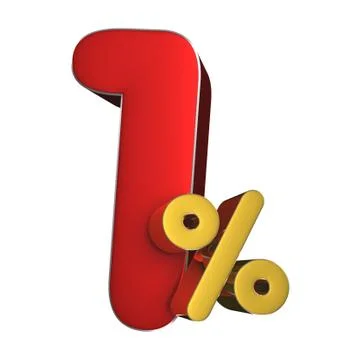 1 percent 3D.(with Clipping Path). Stock Illustration