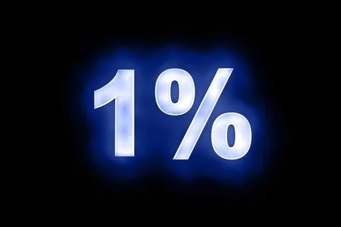 1 percent in glowing numerals on blue Stock Illustration