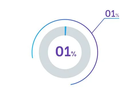 1 percents pie chart infographic elements. 1 % percentage infographic circl.. Illustrazione stock