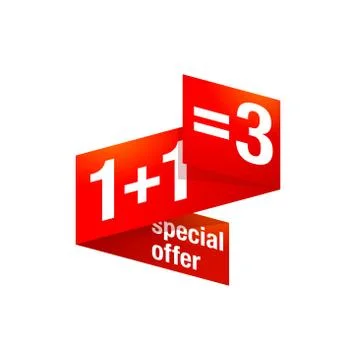1 plus 1 is 3 special offer banner element Stock Illustration