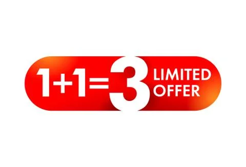 1 plus 1 is 3 special offer banner element Stock Illustration