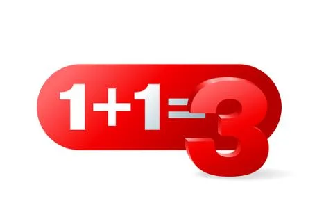 1 plus 1 is 3 sticker for special offer Stock Illustration