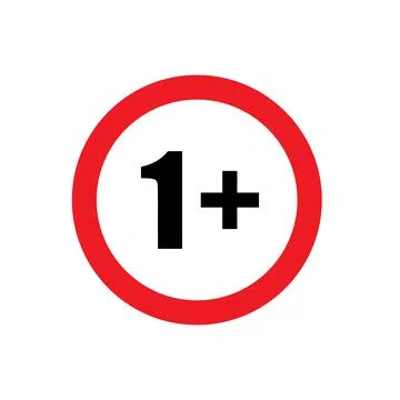 1 plus icon vector under sixteen years prohibition sign, adults only for your Stock Illustration