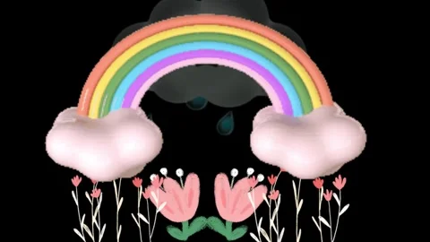 1-a rainbow after the rain watering the early spring flowers Stock Footage 265174885