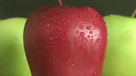 1 Red Apple, 2 Green Apples - Dolly Out Video stock 22237641