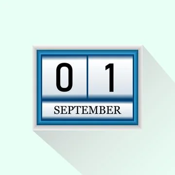1 september Vector flat daily calendar icon. Stock Illustration