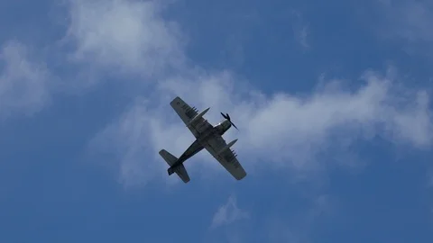 A-1 Skyraider Performs at Tinker Air Force Base Airshow Stock Footage 110734089