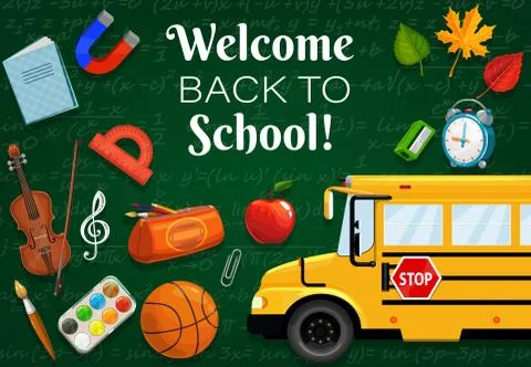 1 st September. Back to school, stationery items Illustrazione stock