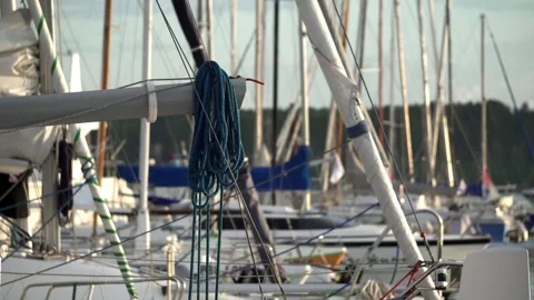 1 tackle on a ship, ropes on a sailing ship Stock Footage 264287019