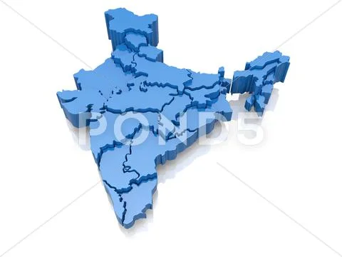 1 three-dimensional map of india on white background. 3d ~ Clip Art ...