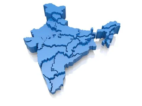 1 three-dimensional map of india on white background. 3d Stock Illustration