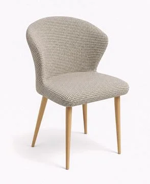 1. Title  Modern Upholstered Dining Chair with Wooden Legs Stock Photos