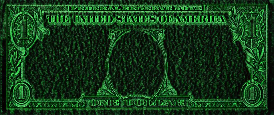 1 U.S. dollar border with empty middle area on green glitter background イラスト素材