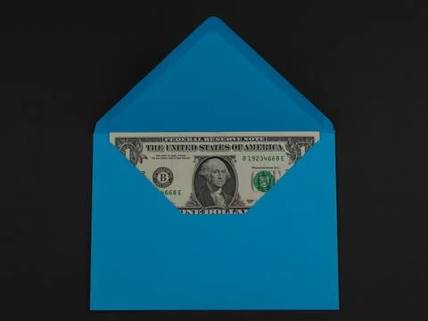 1 US dollar in an envelope Stock Photos