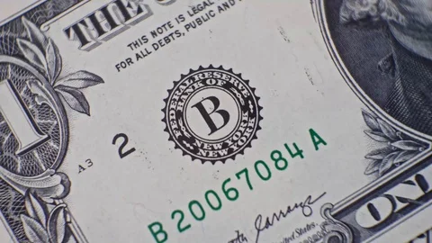 1 USD close up. 1 dollar, money background. Close up of 1 dollars details. Stock Footage 127848548