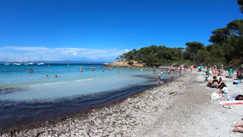 1 View Of Beautiful Summer Beach On Porquerolles Island France Stock Footage 166506420