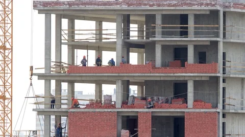 1 week in 11 seconds. Building construction. Stock Footage 98416767