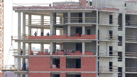 1 week in 11 seconds. Building construction. Stock Footage 98500941