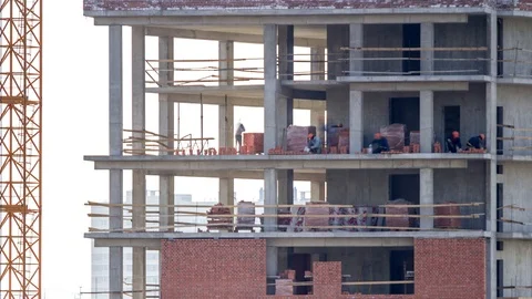 1 week in 14 seconds. Building construction. Stock Footage 98427984