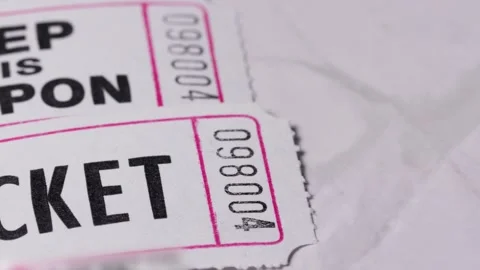 1 white raffle ticket coupon contest concept on table Stock Footage 270676841