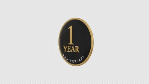 1 year anniversary rotate icon for cermony  Stock Footage 296919903