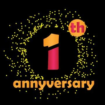 1 Year Anniversary Vector Template Design Illustration - Vector Stock Illustration