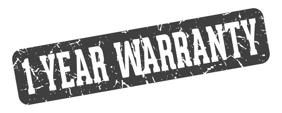 1 year warranty rectangular sign. 1 year warranty stamp Illustrazione stock