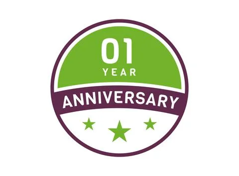 1 years anniversary image, 1 year Anniversary logo isolated on white backgrou Stock Illustration