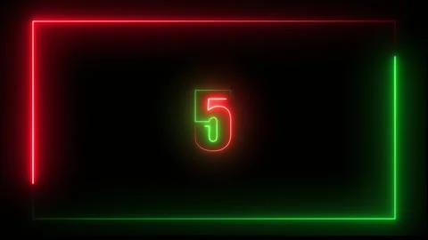10 to 0 countdown light red glow neon animation isolated on black background Stock Footage 320947722