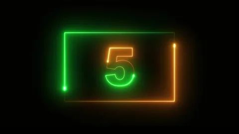 10 to 0 countdown light yellow glow neon animation isolated on black background Video stock 321190337