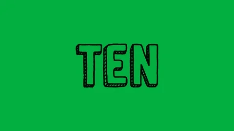 10 - 0 Countdown Scribbled  On Green.  Seamless, 4K, 60fps Stock Footage 111413127