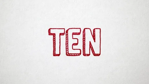 10 - 0 Countdown Scribbled  On Old White Paper.  Seamless, 4K, 60fps Stock Footage 111413245