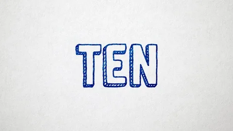 10 - 0 Countdown Scribbled  On Old White Paper.  Seamless, 4K, 60fps Stock Footage 111413247