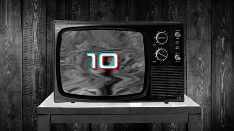 10 to 0 countdown with vintage tv static 3d glitch numbers background Stock Footage 119437760
