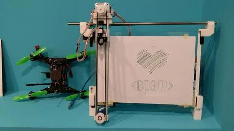 10 28 2016 handmade plotter with epam logo Stock Photos