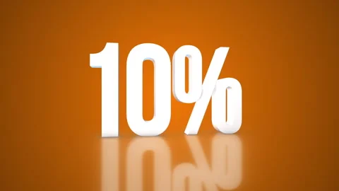 10% 3D Text spinning on an orange background. 360 Looped video. 4K Видео 276684208