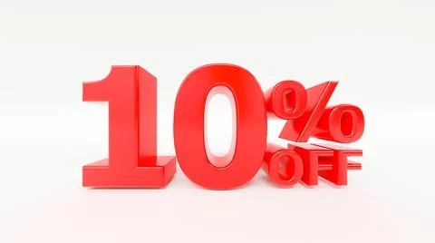 10% off 3d text on white background Stock Illustration