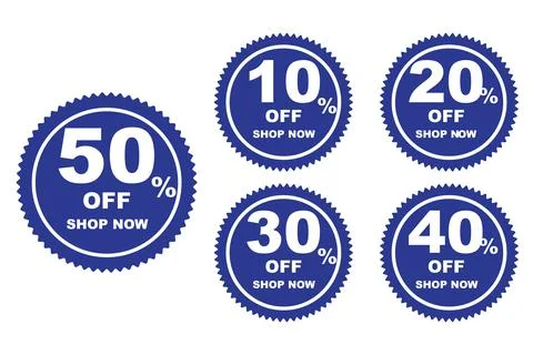 10% to 50% off, discount vector banner with plain white background. Stock Illustration