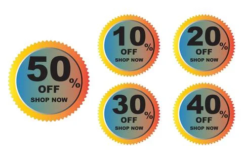 10% to 50% off, discount vector banner with plain white background. Stock Illustration