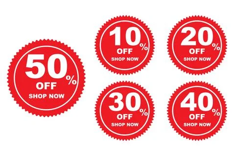 10% to 50% off, discount vector banner with plain white background. Illustrazione stock