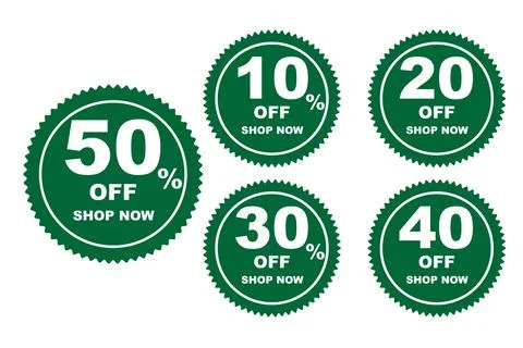 10% to 50% off, discount vector banner with plain white background. Illustrazione stock